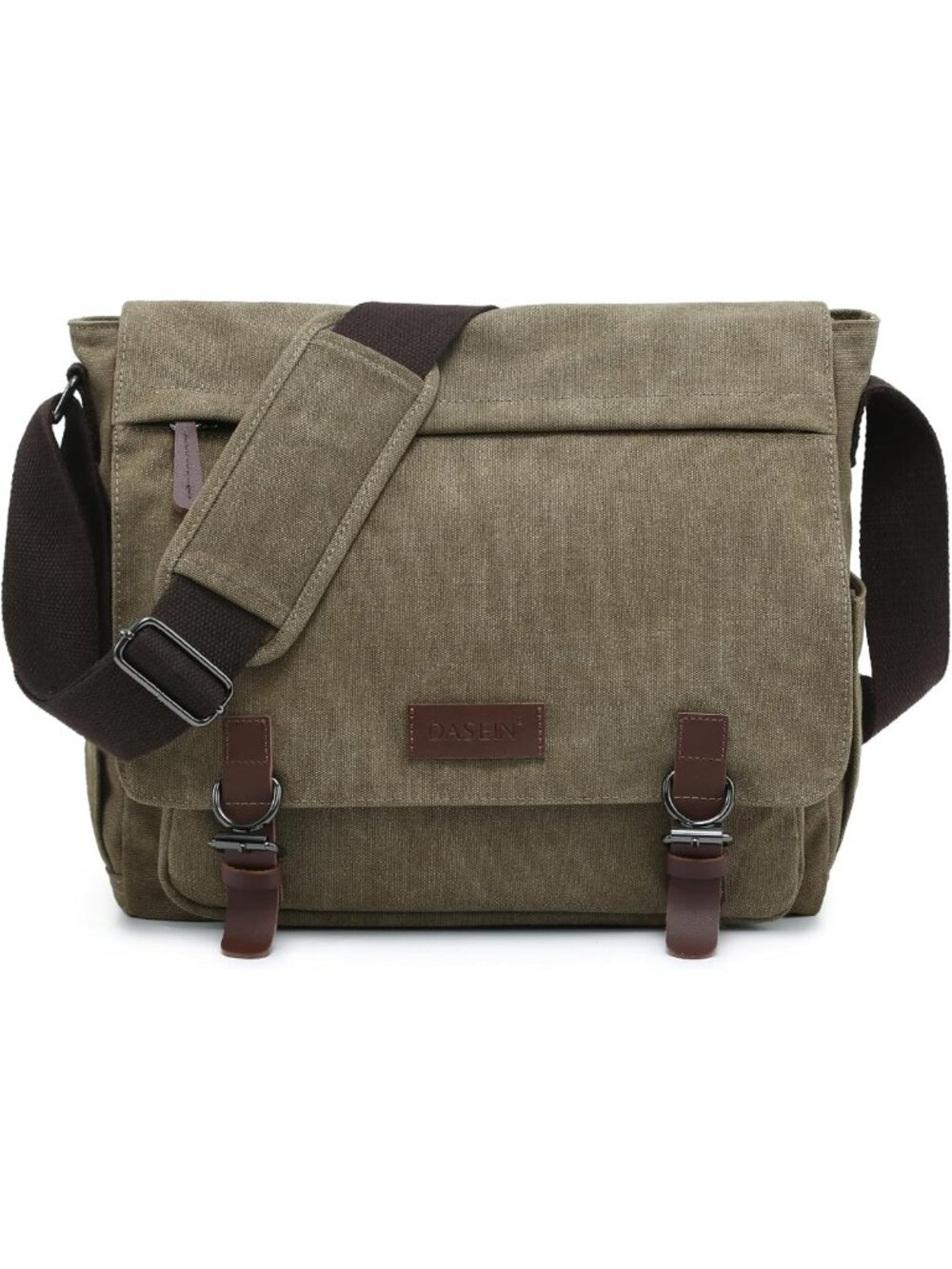 Large Vintage Canvas Crossbody Messenger Bag for 15" Laptop - Travel & Business